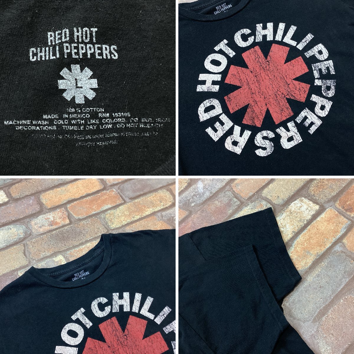 ME12-067★USA買付品★メキシコ製【RED HOT CHILIPEPPERS】デカロゴ プリントTシャツ【メンズ L】ブラック レッチリ コットン バンドT_画像4