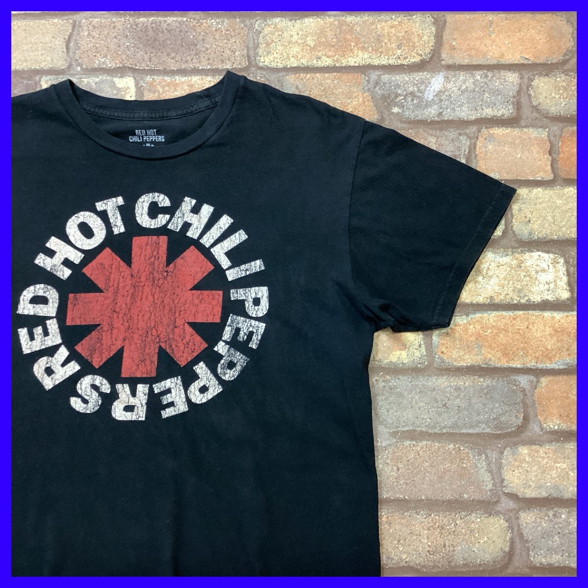 ME12-067★USA買付品★メキシコ製【RED HOT CHILIPEPPERS】デカロゴ プリントTシャツ【メンズ L】ブラック レッチリ コットン バンドT_画像5