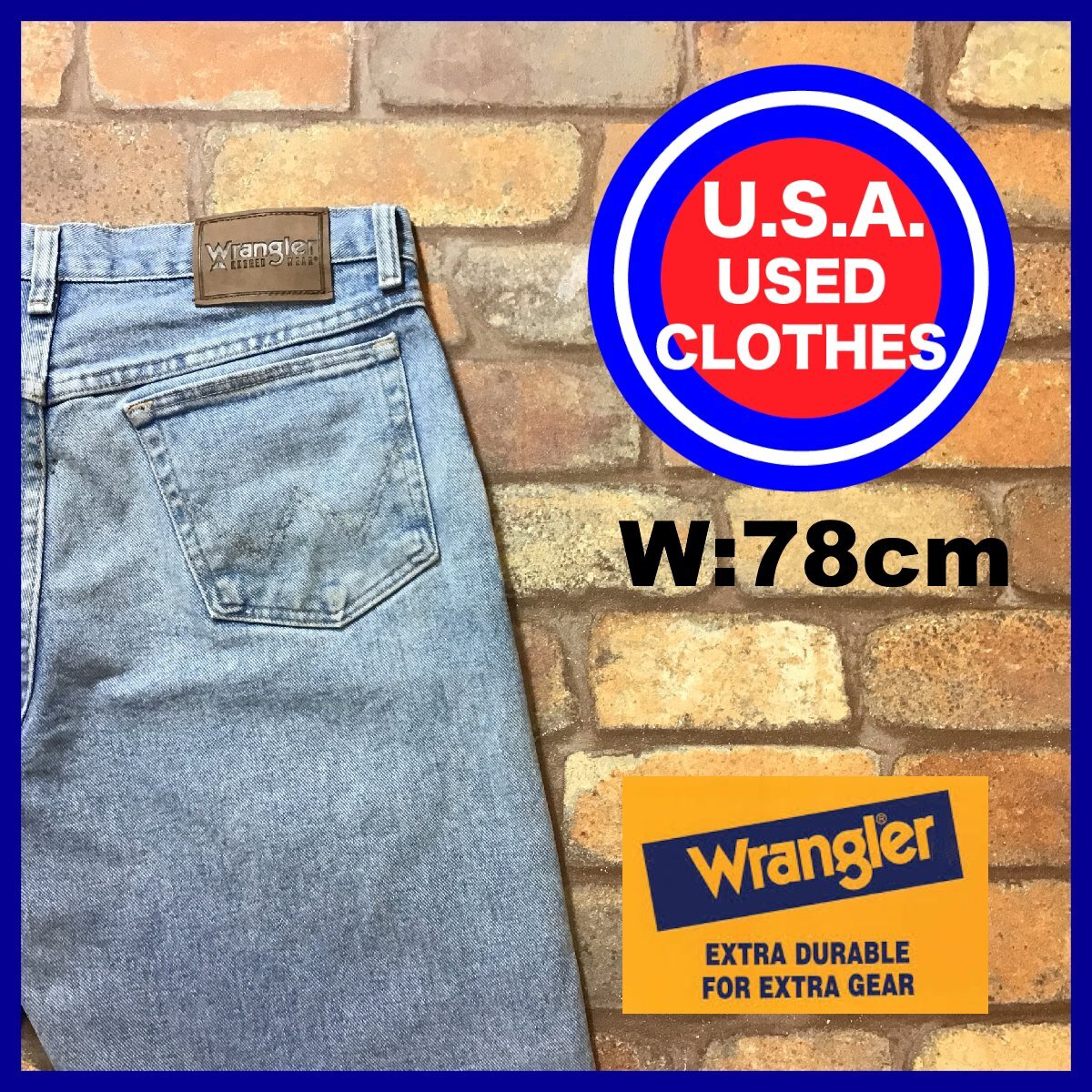 DP1-024★メキシコ製★良ダメージ【Wrangler】RUGGED WEAR 5ポケット デニムパンツ【W31 メンズ M】ライトブルー ジーンズ 古着 アメカジ_画像1