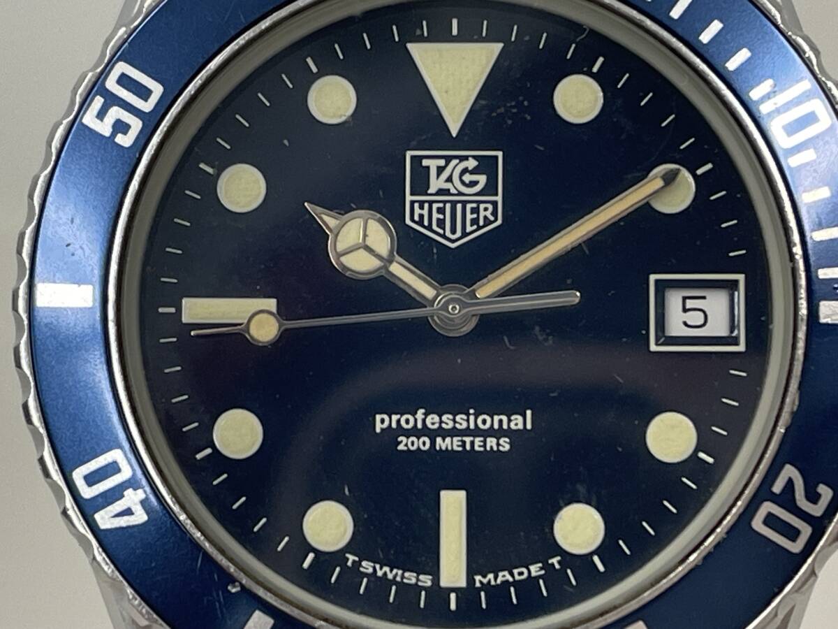 TAGHEUER タグホイヤー 980.613Bプロフェッショナル 青文字盤 青ベゼル・不動_画像3