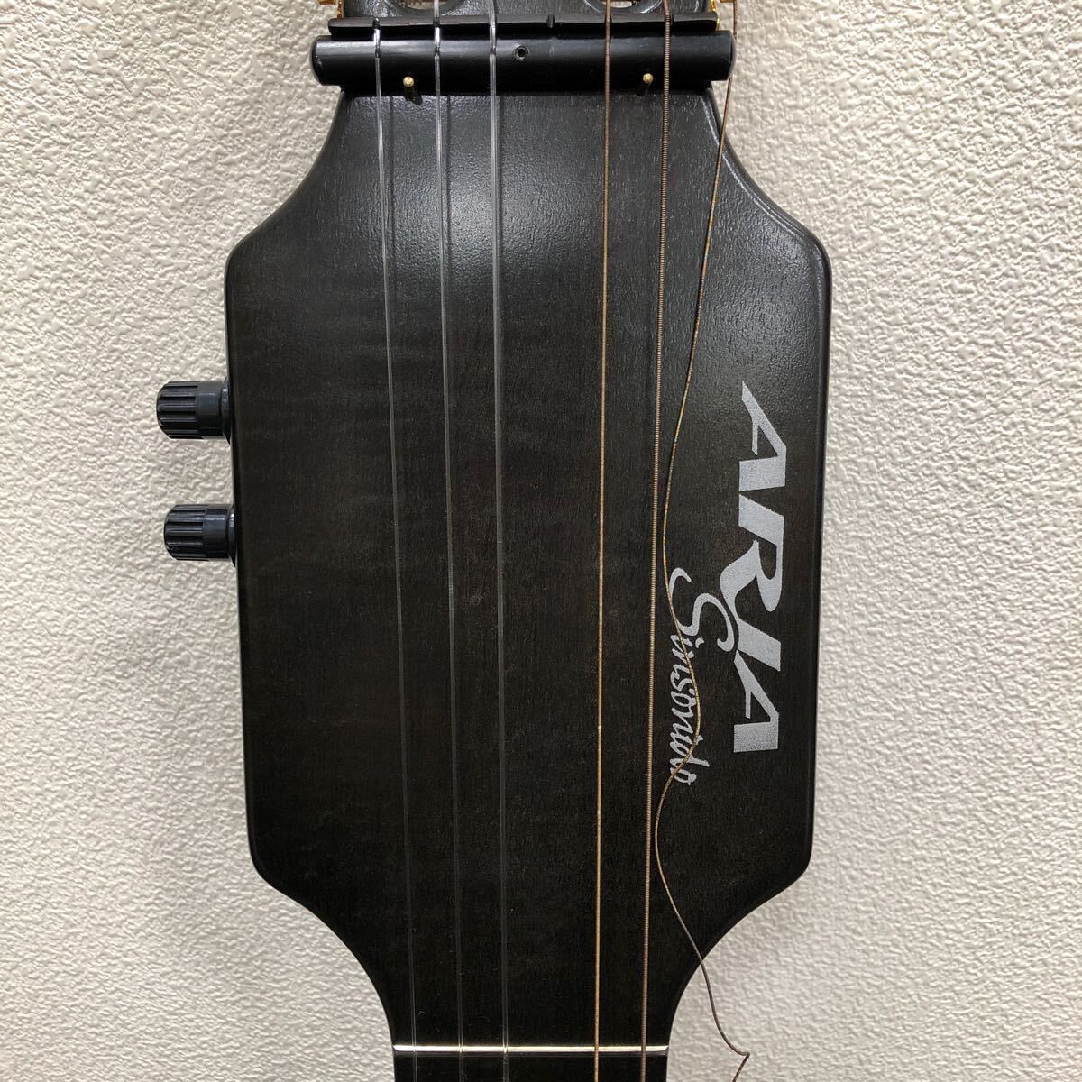 【現状品】4-61 ARIA アリア Sinsonido シンソニード サイレントギター AS-490C トラベルギター ブラック ソフトケース付き の画像3