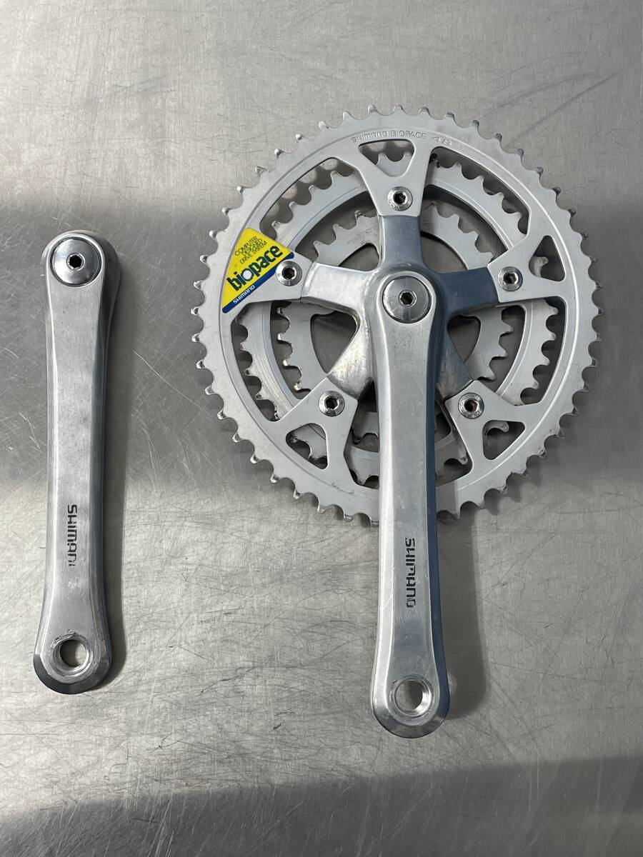 Vintage Shimano FC-B124 クランク セット Biopaceチェーンリング付 OLD MTB ヴィンテージ シマノの画像1