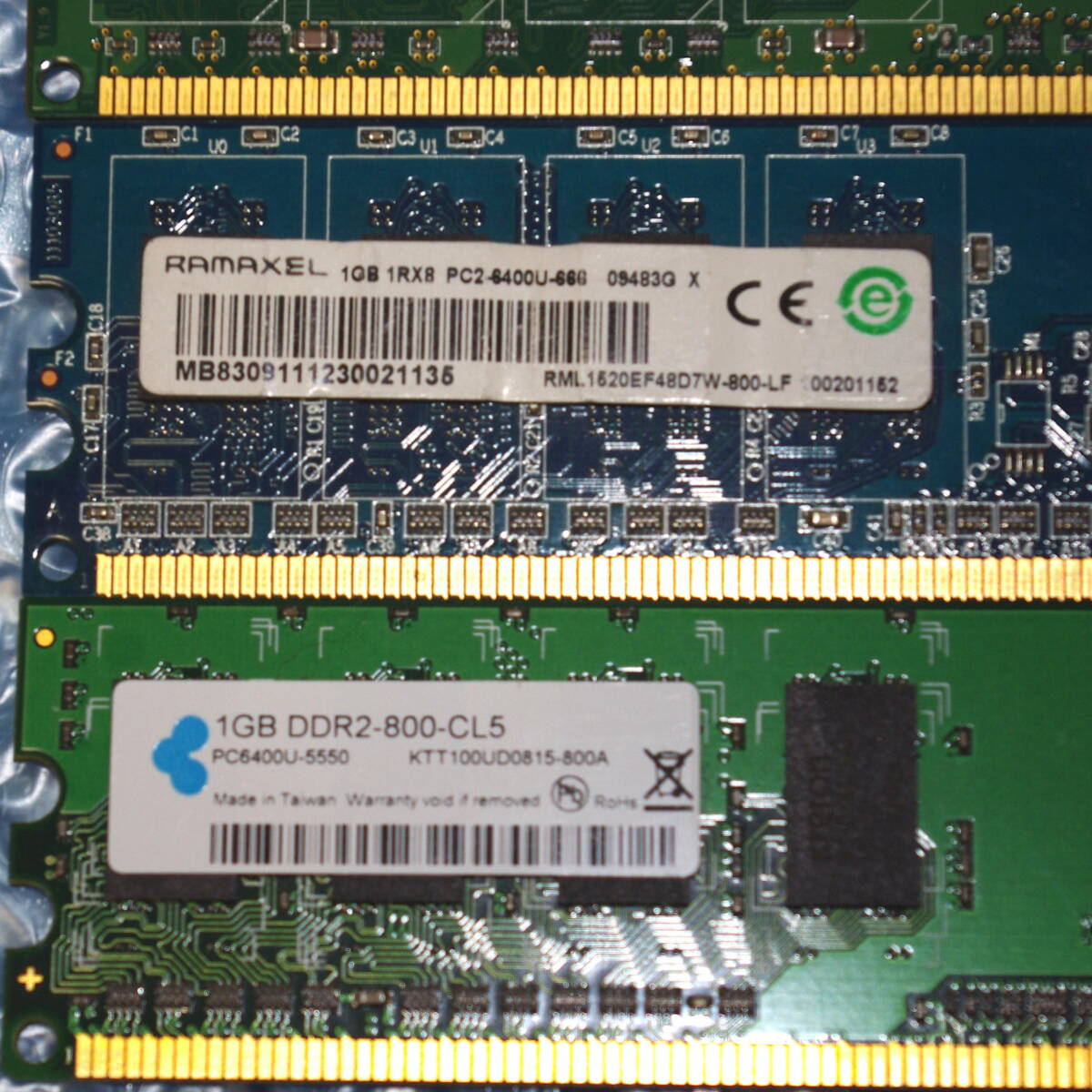 動作品 1GB×3枚 PC2-6400U DDR2-800 elixir RAMAXEL Kreton（GREENHOUSE）_画像4