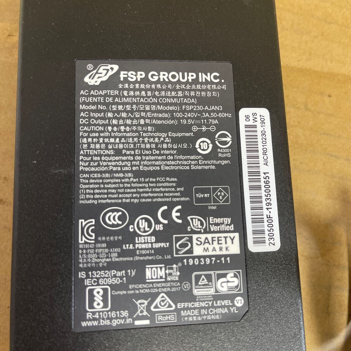 (F-40) secondhand goods FSP 19.5V 11.79A FSP230-AJAS3 FSP230-AJAN3 AC adaptor power cord none 
