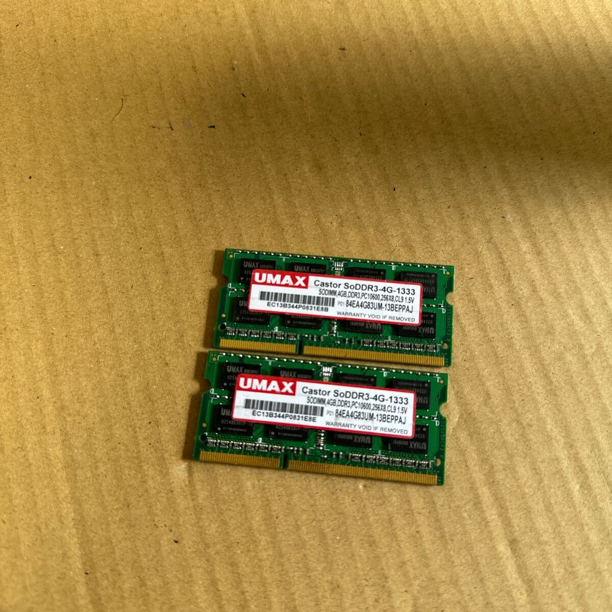 UMAX So-DIMM DDR3-1333 SoDDR3-4G-1333 2枚_画像1