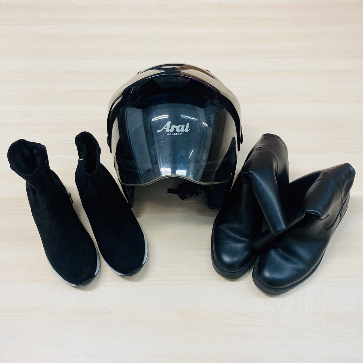 [OP6169FK]1 иен старт ~ смешанные товары . суммировать обувь женский ботинки Arai ARAI шлем мужской черный мотоцикл б/у товар товары долгосрочного хранения 