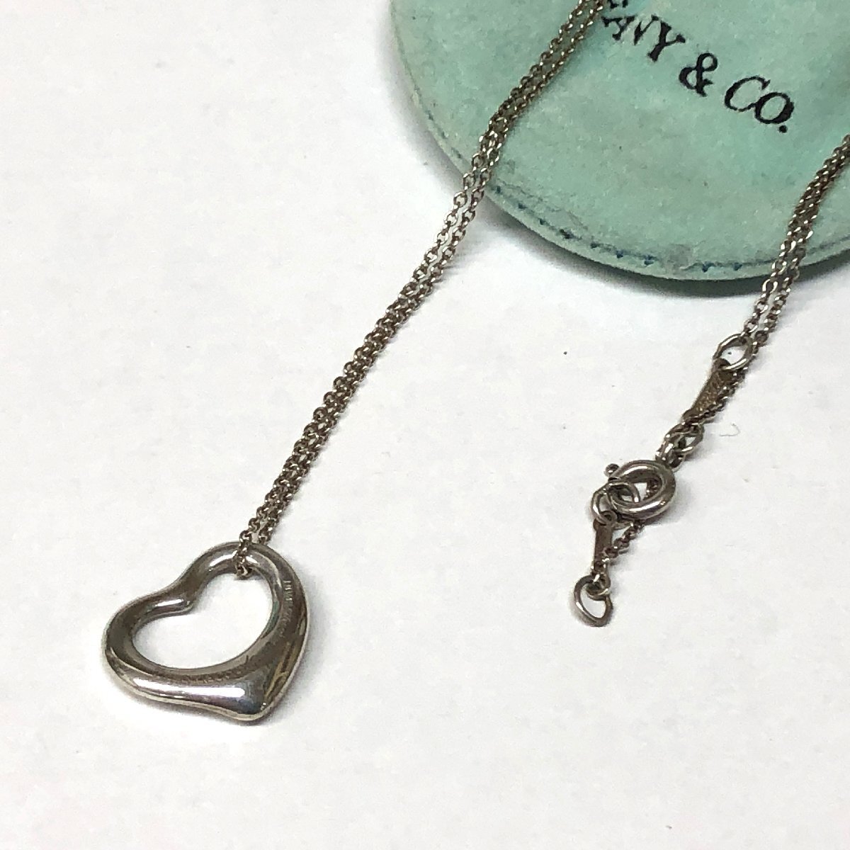 m001 C2(10) 5. TIFFANY&Co ティファニー オープンハート シルバーネックレス エルサ・ペレッティ SILVER 925 レディースアクセサリーの画像1