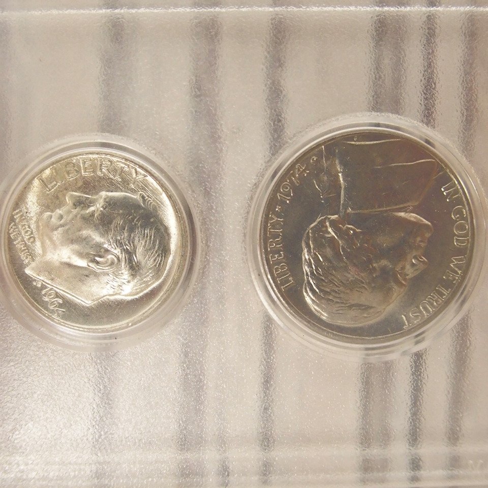 f002 Z1 アメリカ ドル ミントセット 1ドル銀貨 ピースダラー 1922年 1964年 1974年 1976年 INGOD WE TRUST LIBERTY ネコポス385円の画像4