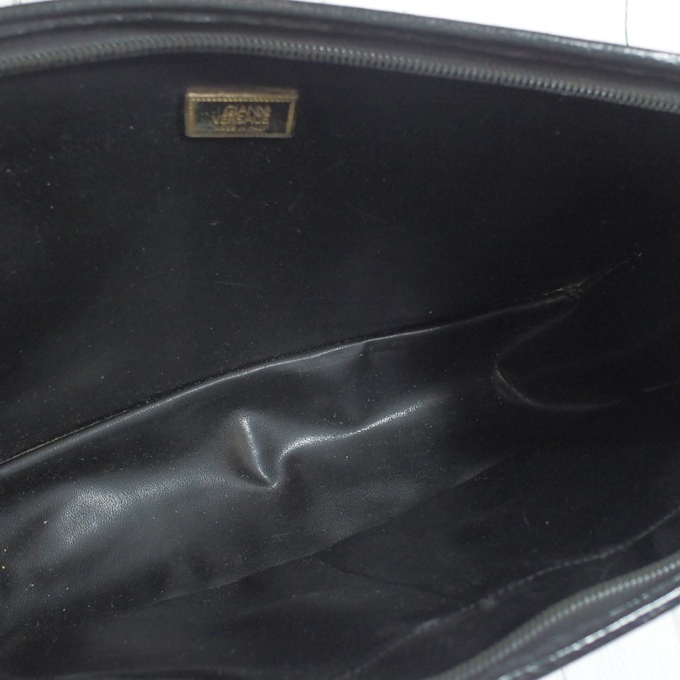 f002 2Fbag ヴェルサーチ GIANNI VERSACE メンズ クラッチバッグ セカンドバック 太陽神 レザー 本革 黒 ブラック イタリア製の画像6