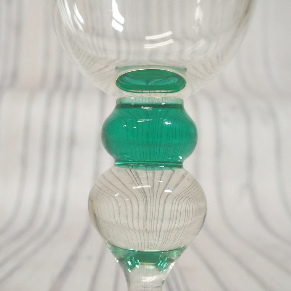 f002 A2 未使用 舩木倭帆 グラスヒュッテ舩木 ワイングラス Shizu印字 工芸ガラス 長期保管品の画像3