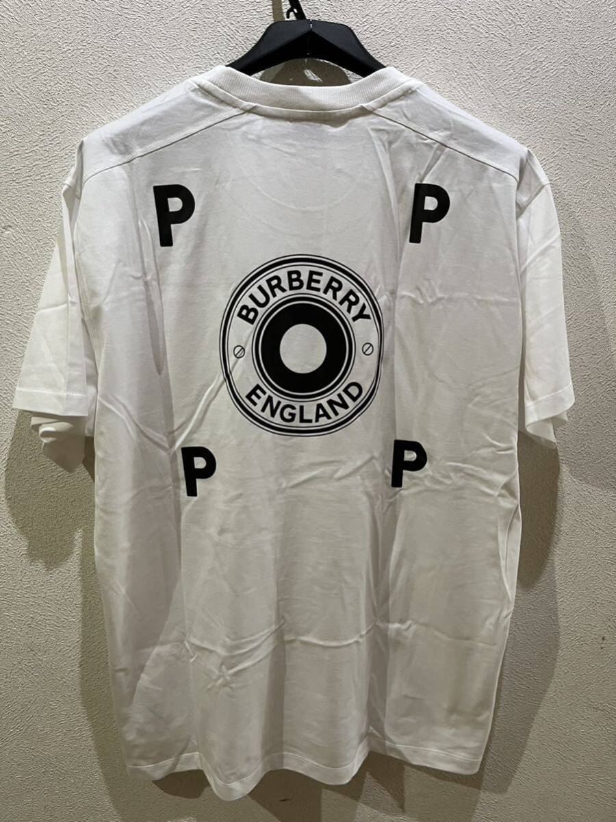 BURBERRY LONDON ENGLAND×Pop Trading Company Burberry × pop trailing Company collaboration short sleeves T-shirt M white black white black 