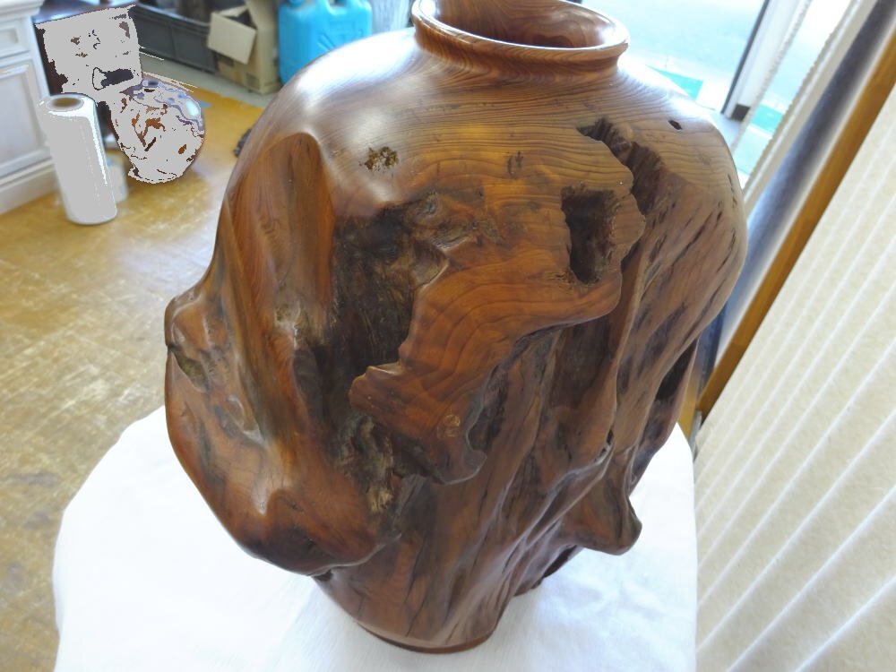 ■□稀少 屋久杉 銘木 天然木 壺 花器 泡瘤 虎杢 泡杢 伝統工芸 美術品 骨董 世界遺産 ②□■