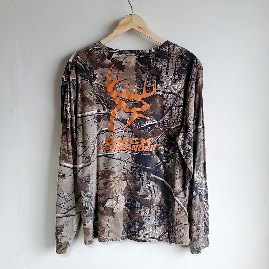 398◆BUCK COMMANDER リアルツリー カモ柄 長袖 ロンT sizeL 中古 USED 古着 Tシャツ 総柄 カモフラージュ_画像4