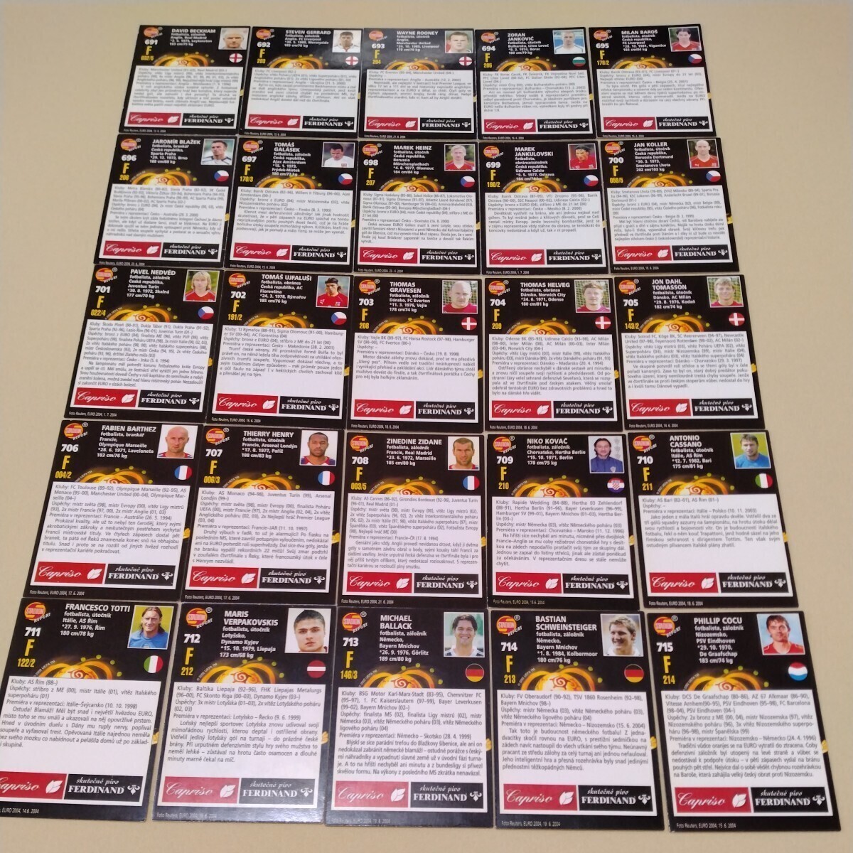 CZECH STADION CARDS EURO2004 COMPLETE SET BECKHAM ZIDANE FIGO CRISTIANO RONALDO IBRAHIMOVIC ベッカム ジダン ロナウド等 45枚コンプの画像3