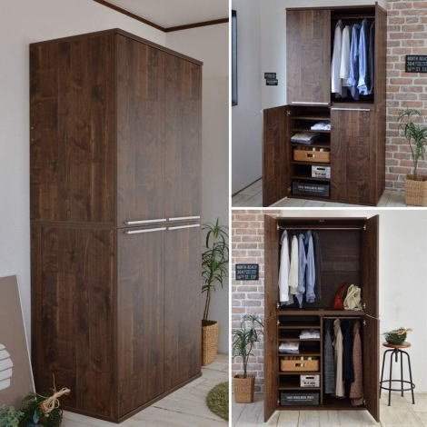 unused * closet wardrobe storage door attaching shelves attaching wide locker NC-1990LBT Brown wood made in Japan ne ok lie-to*10297