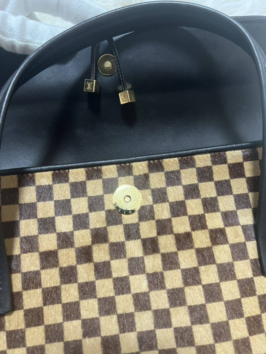 1円 LOUIS VUITTON ルイヴィトン M92131 ダミエソバージュ ライオン ハラコ ハンドバッグ トート レディース ブラウン系の画像7