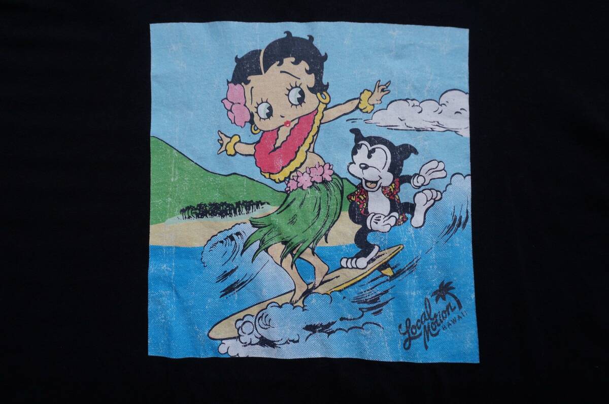 ローカルモーション Local Motion HAWAII ベティブープ Betty Boop 黒 ブラック コットン 半袖 Tシャツ L XL_画像5