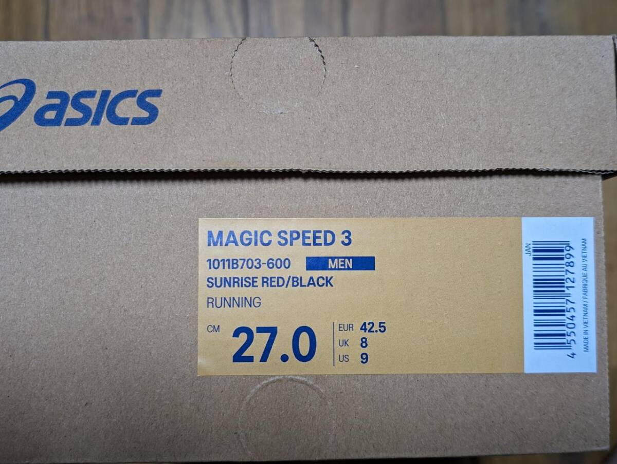 【送料無料】1011B703 600 27.0cm MAGIC SPEED 3 standard asics アシックス マジック スピード 3 スタンダード sunrise red 赤 270 27.0_画像2