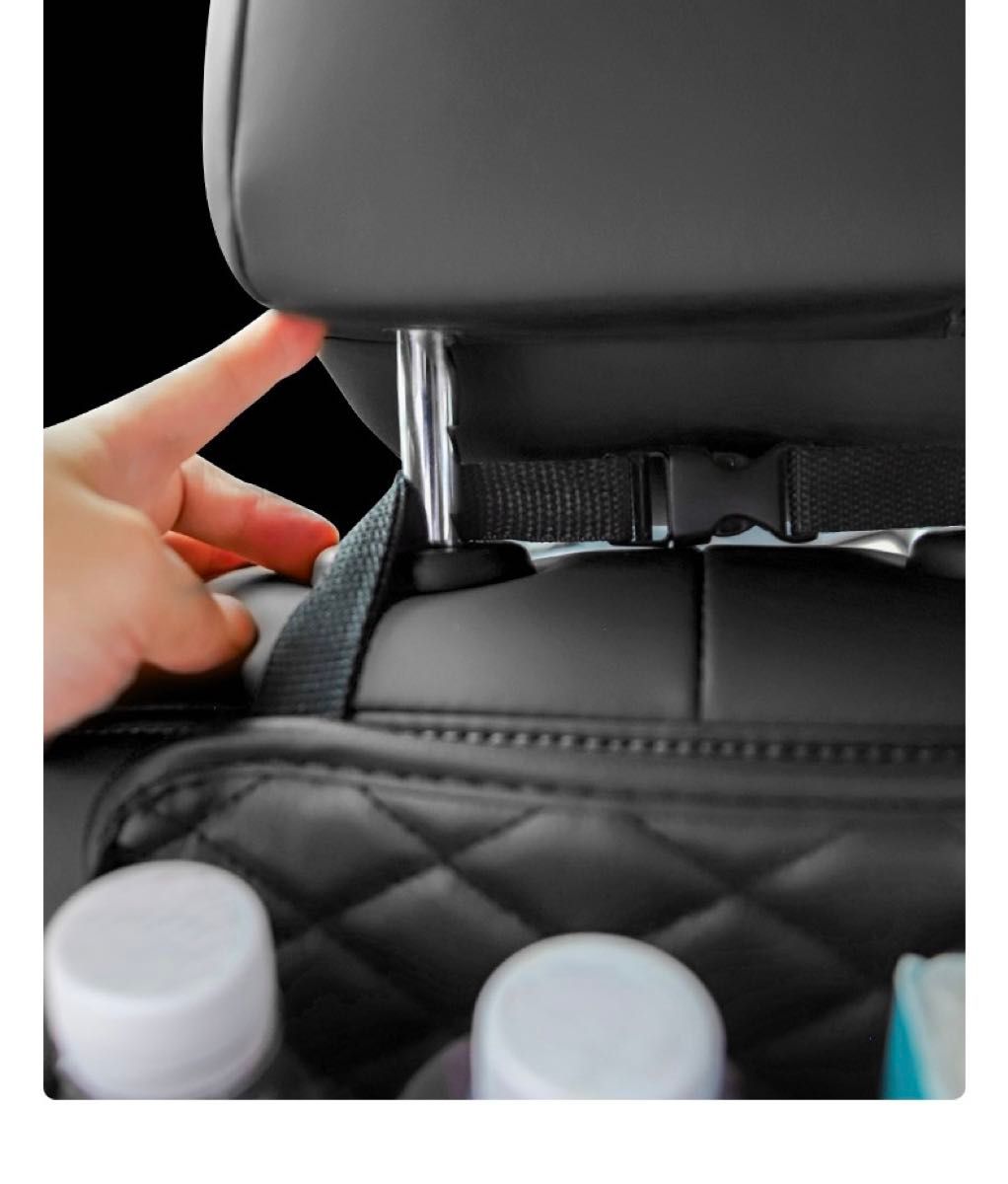 車用 収納ポケット シートバックポケット ゴミ箱 ティッシュケース 大容量 黒 カーアクセサリー 車内収納  PUレザー カー用品