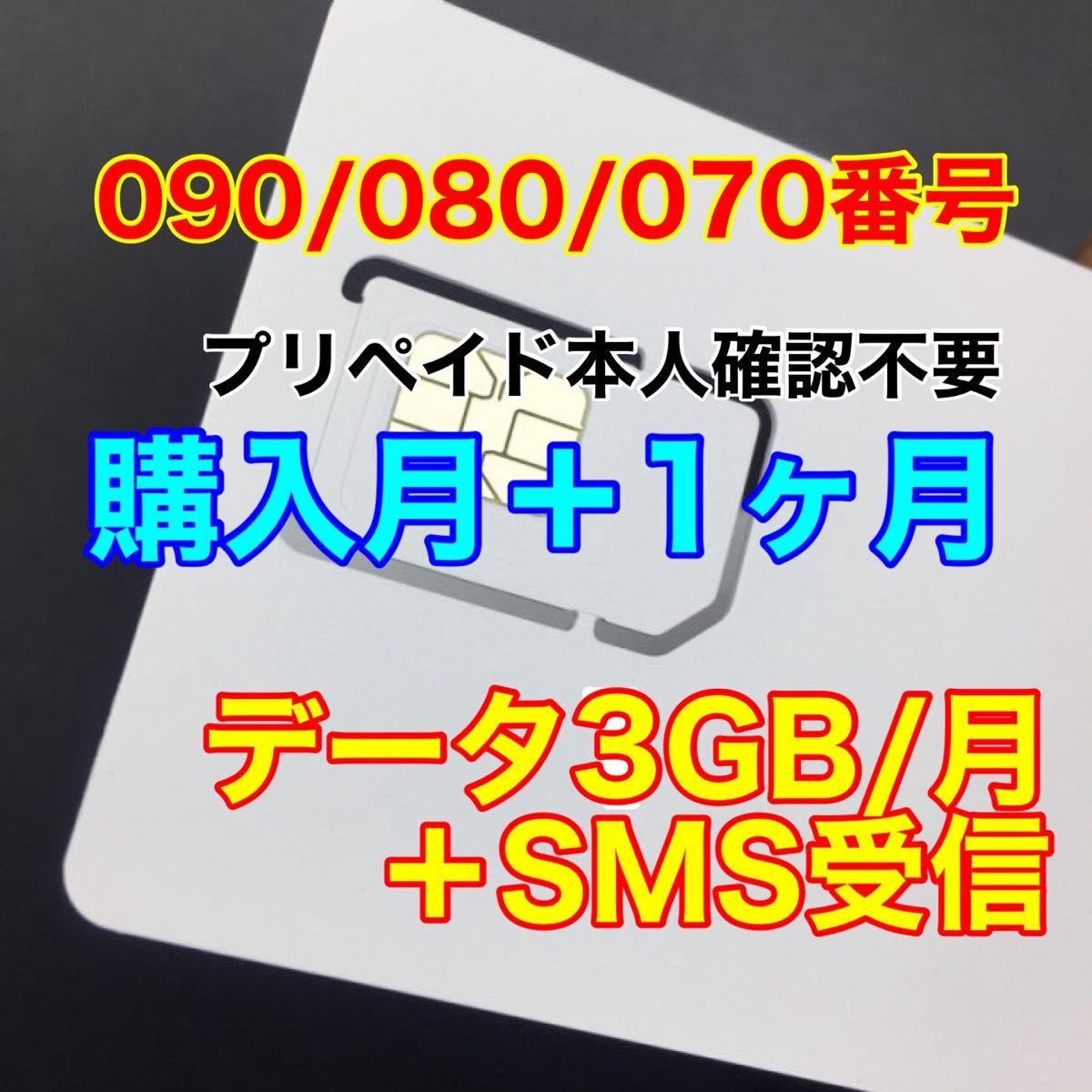 データ通信3GB/月  SMS受信可能SIM