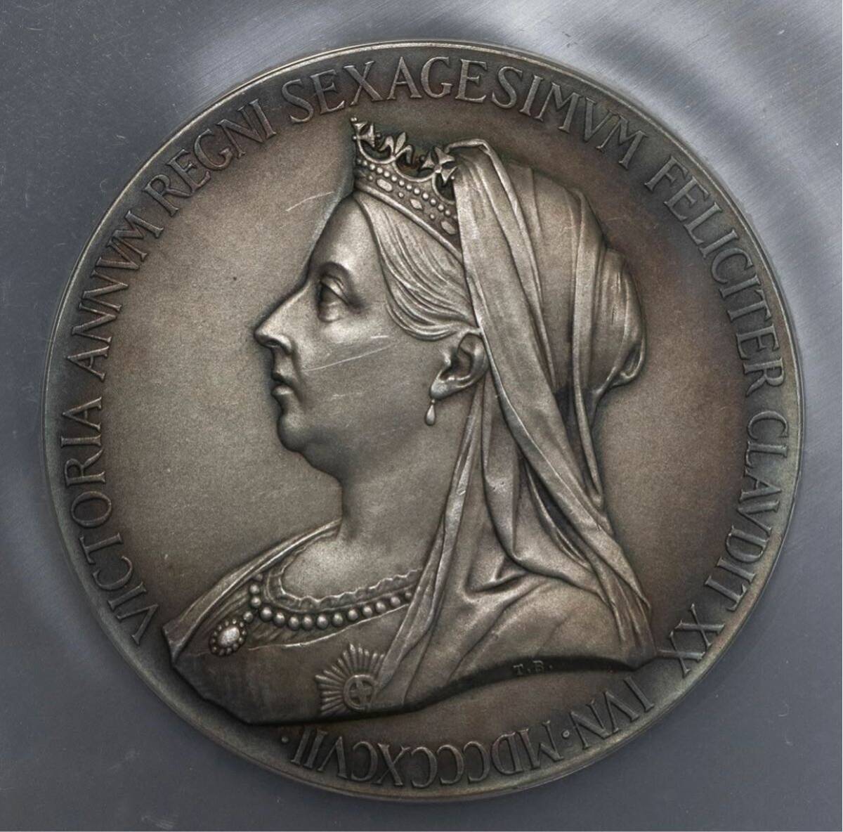 【NGC鑑定MS64】 1897年 ヴィクトリア女王 ダイヤモンドジュビリー 銀 アンティーク シルバーメダル ヤングヘッド Victoria ×銀貨・コイン_画像3