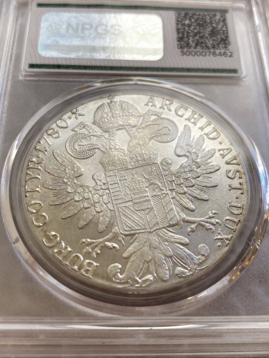 NPGS鑑定MS63 1780年 マリアテレジア ターラー銀貨 オーストリア リストライク版 シルバー アンティークコイン モダンコイン ターレルの画像7