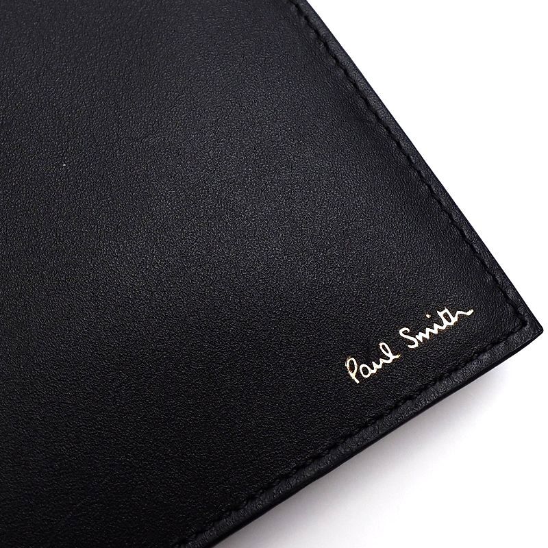 C05311 新品 Paul Smith/インテリアマルチストイプ レザーウォレット 2つ折り財布 ブラック イタリア製 VPS877 ポールスミス メンズ_画像5