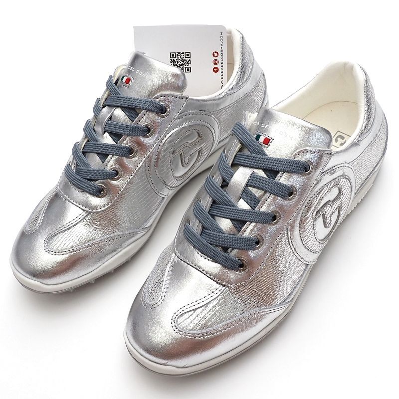 D05170L11 未使用品 DUCA DEL COSMA/レザーゴルフシューズ スパイクレス【サイズ:39(24.5cm)】シルバー WATERPROOF デュカデルコスマ