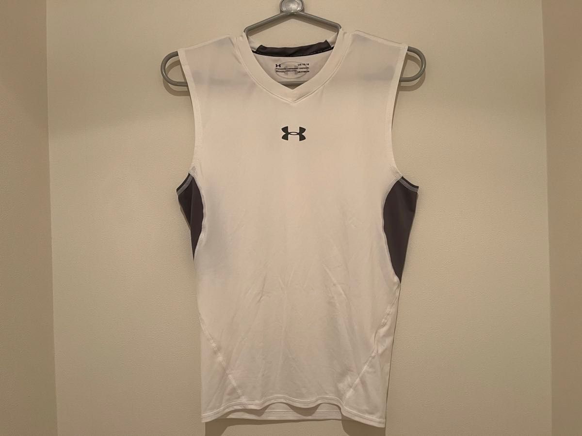 アンダーアーマー トレーニングウェア（Lサイズ）ホワイト ノースリーブ コンプレッションシャツ タンクトップ