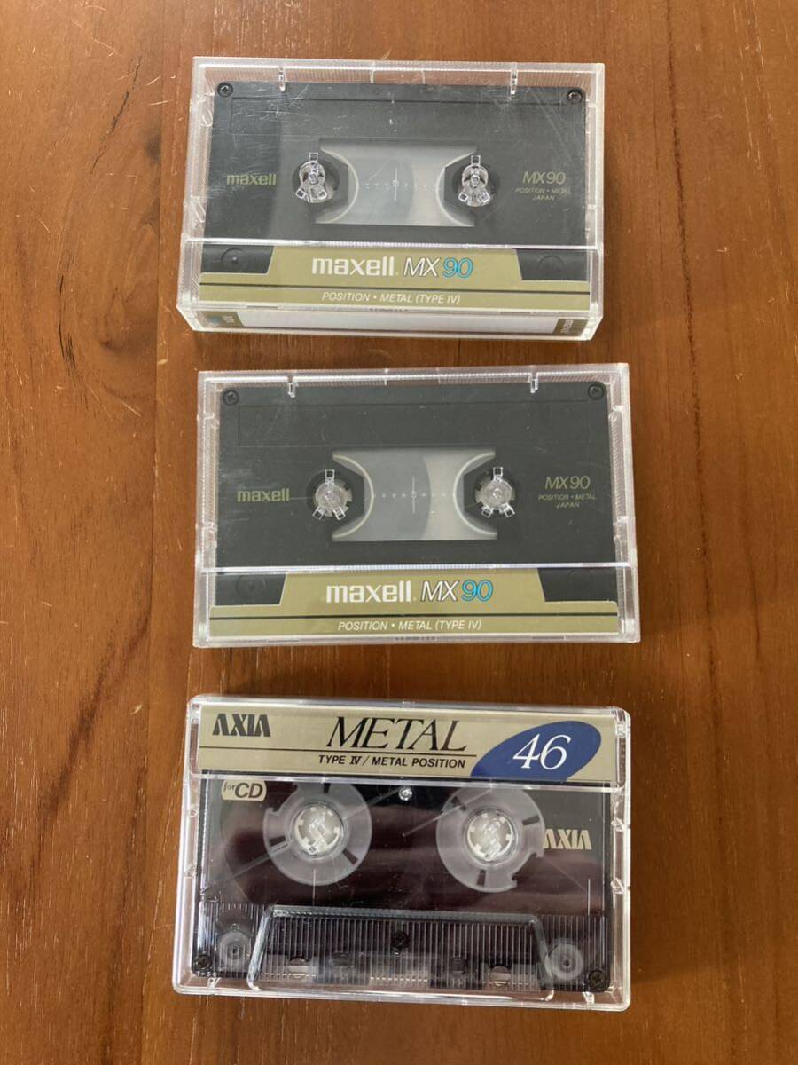 カセットテープ 使用済み メタル ３本 マクセルMX90 2本 AXIA Metal46 1本 ソニー TDKの画像1