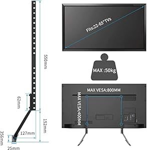 ユニバーサルテレビ台 壁寄せTVスタンド 22〜65v対応テレビラック テレビスタンドベース 高さ調節可能 コード収納 省スペースの画像5