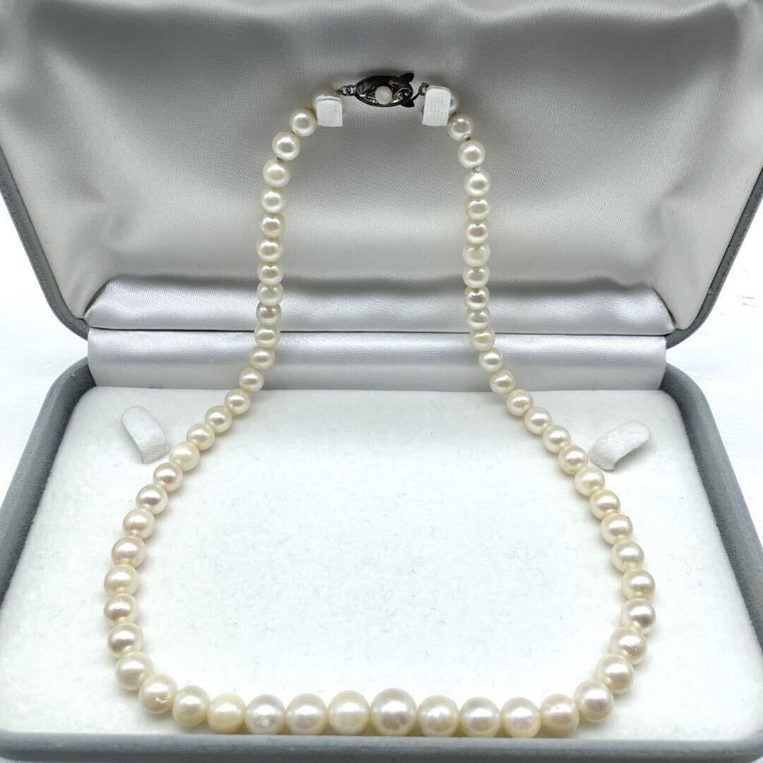 テリ良 本真珠 ネックレス 6.3-7.0mm パール ラウンド pearl necklace jewelry silverの画像6