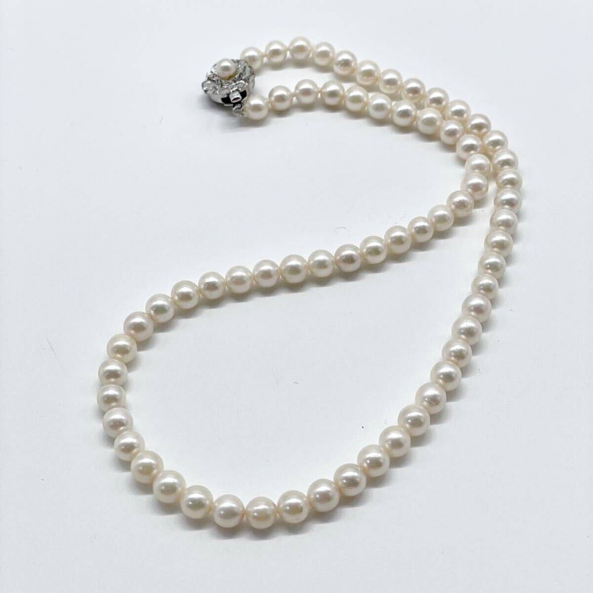 テリ強 美品 アコヤ真珠 ネックレス 6.0-6.4mm アコヤパール ラウンド pearl necklace jewelry silver_画像5
