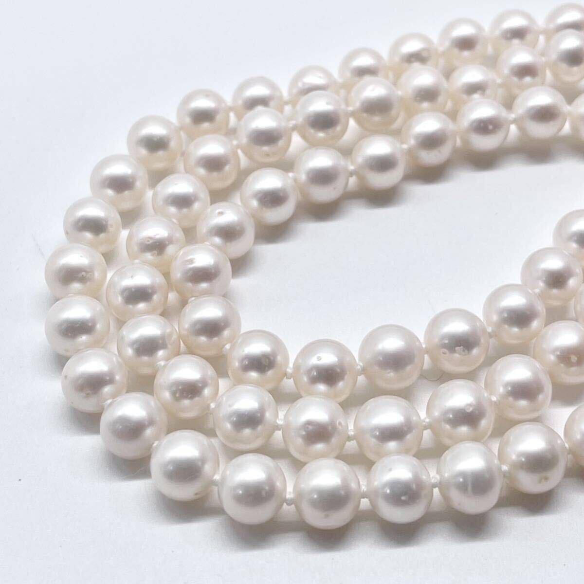 テリ強 本真珠 ネックレス 7.2mm ラウンド ホワイト系 pearl necklace jewelry silver刻印の画像2