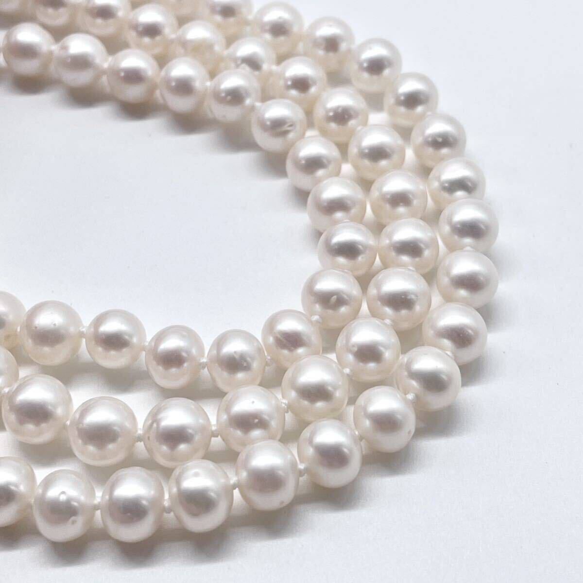 テリ強 本真珠 ネックレス 7.2mm ラウンド ホワイト系 pearl necklace jewelry silver刻印の画像1