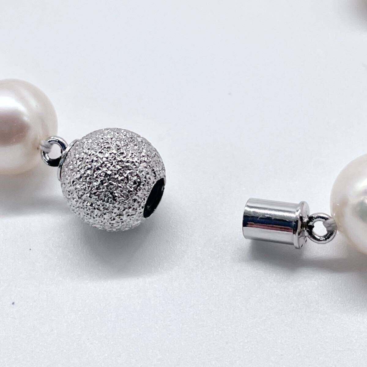 テリ強 白蝶真珠 ネックレス 9.6-10.1mm 白蝶パール ラウンド pearl necklace jewelry silver刻印の画像7