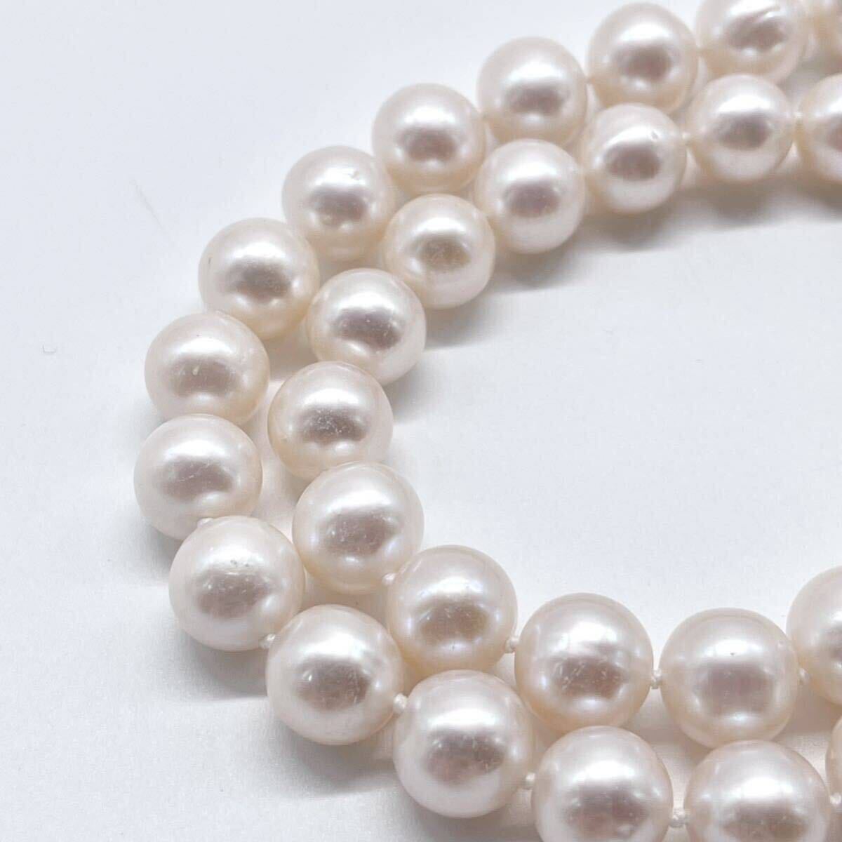 テリ強 白蝶真珠 ネックレス 9.6-10.1mm 白蝶パール ラウンド pearl necklace jewelry silver刻印の画像2