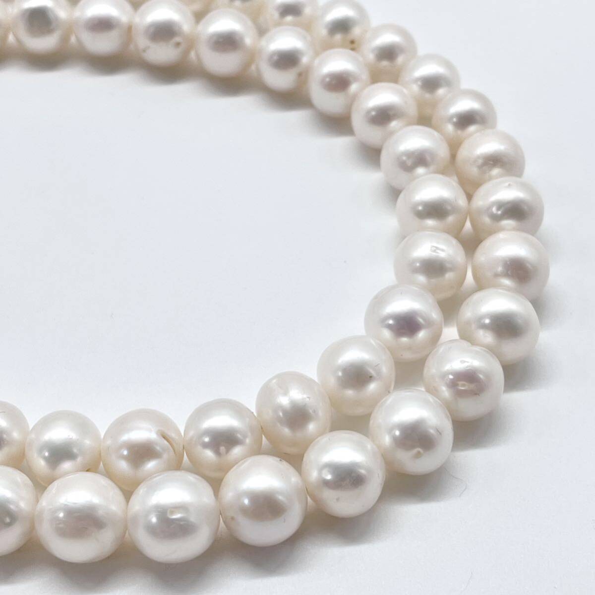 テリ強 本真珠 ネックレス 8.9-10.4mm アコヤパール ラウンド pearl necklace jewelry silver_画像4