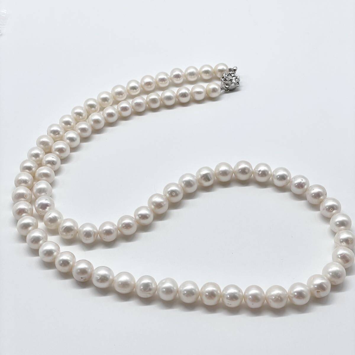 テリ強 本真珠 ネックレス 8.9-10.4mm アコヤパール ラウンド pearl necklace jewelry silver_画像5