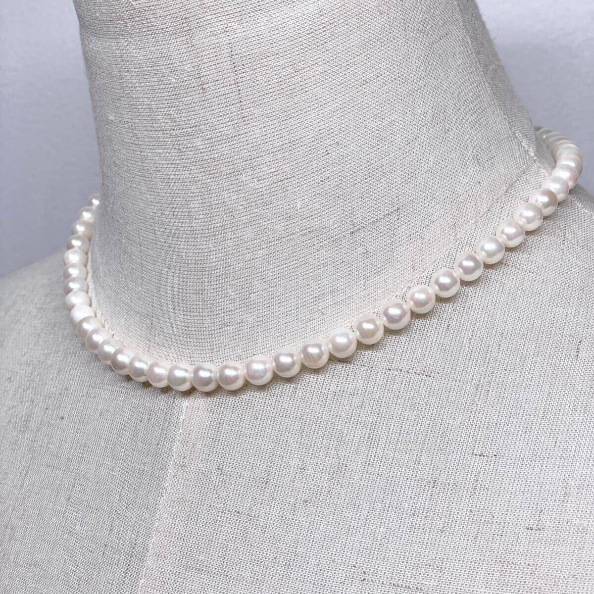 テリ強 アコヤ真珠 ネックレス 6.5-6.8mm アコヤパール ラウンド pearl necklace jewelry silverの画像4
