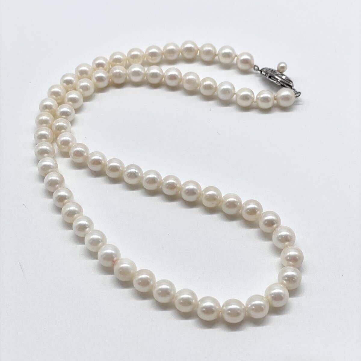 テリ強 アコヤ真珠 ネックレス 6.5-6.8mm アコヤパール ラウンド pearl necklace jewelry silverの画像5