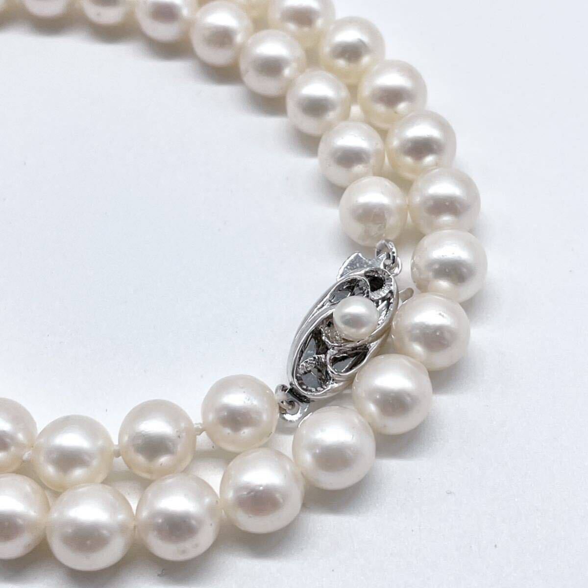 テリ強 美品 アコヤ真珠 ネックレス 7.4mm アコヤパール ラウンド pearl necklace jewelry silverの画像1