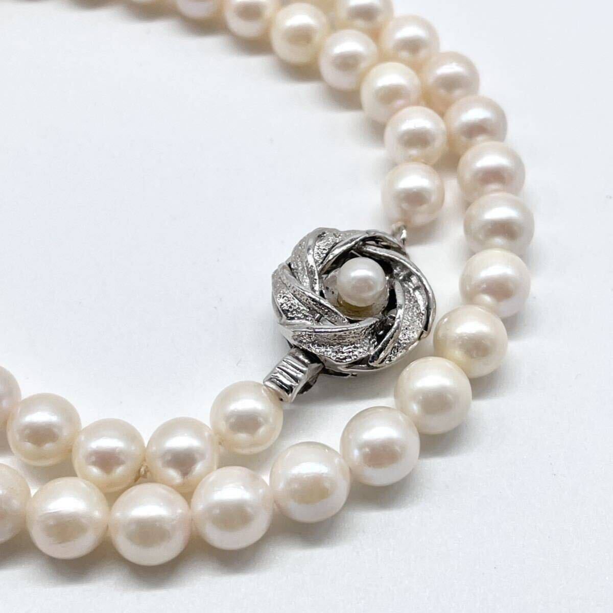 テリ強 美品 アコヤ真珠 ネックレス 6.0-6.5mm アコヤパール ラウンド pearl necklace jewelry silver_画像1
