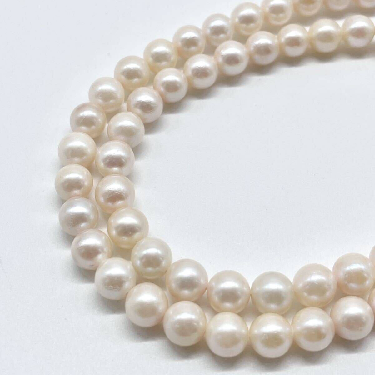 テリ強 美品 アコヤ真珠 ネックレス 6.0-6.5mm アコヤパール ラウンド pearl necklace jewelry silver_画像2