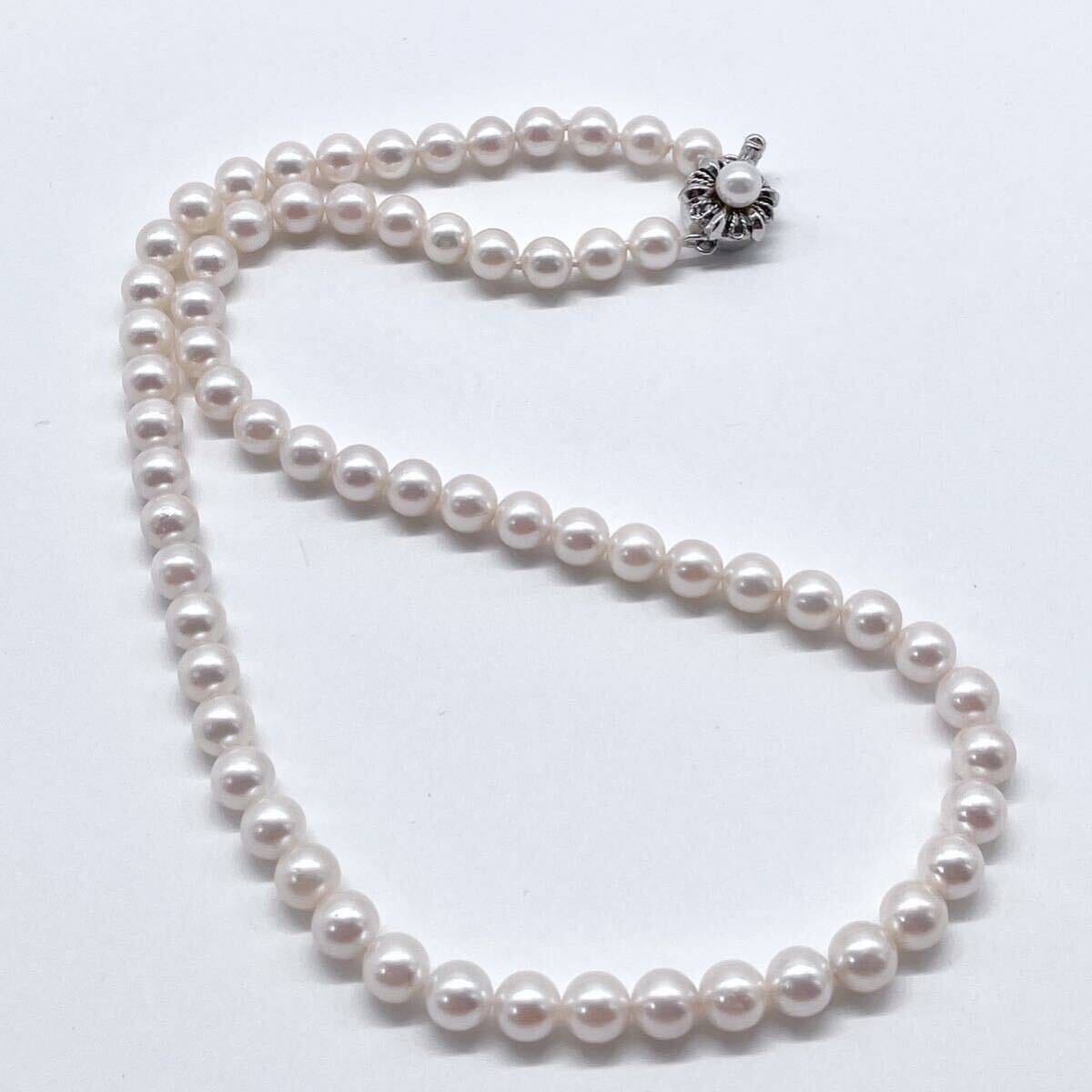 テリ最強 美品 アコヤ真珠 ネックレス 7.5-8.0mm アコヤパール ラウンド pearl necklace jewelry silverの画像5