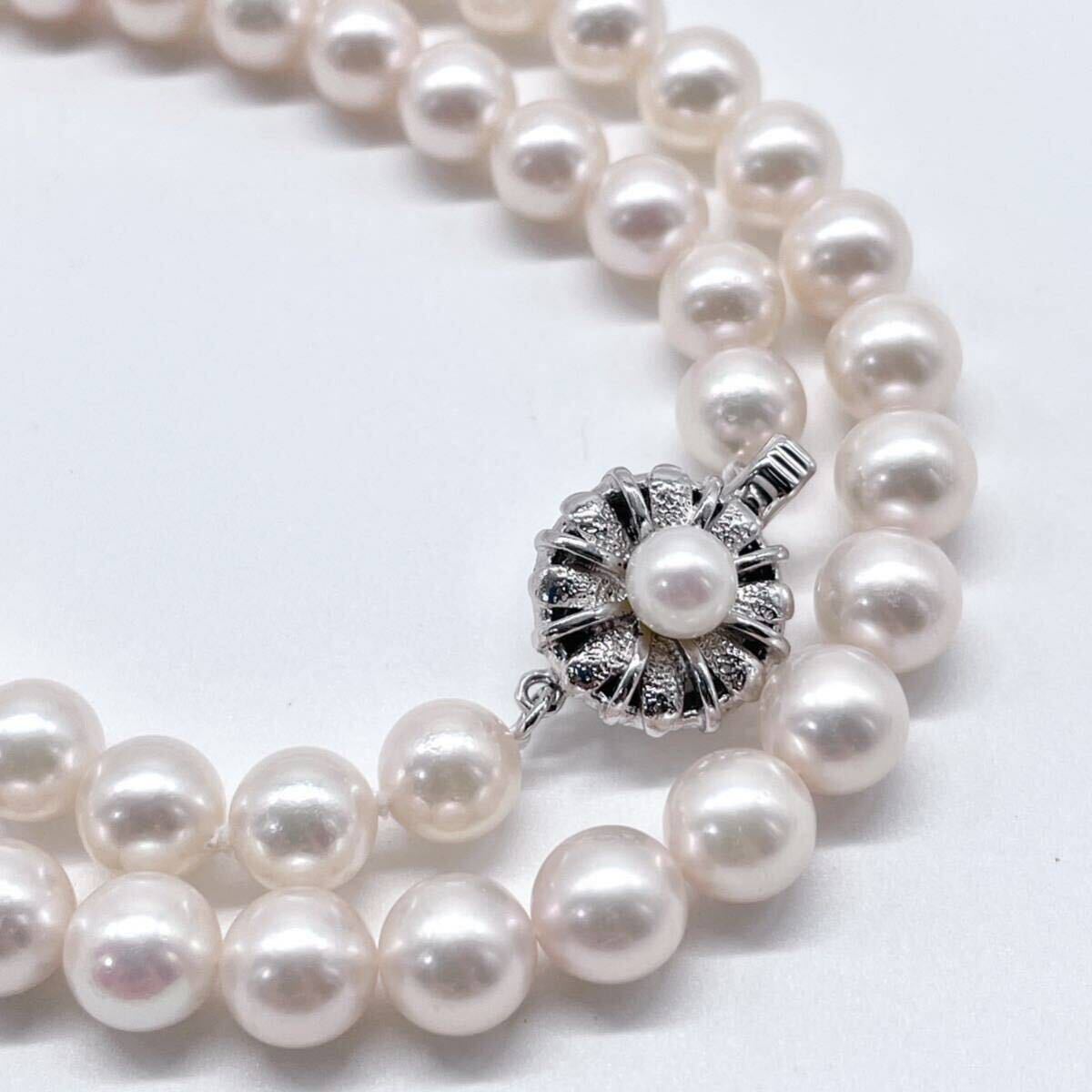 テリ最強 極美品 アコヤ真珠 ネックレス 7.0-7.5mm アコヤパール ラウンド pearl necklace jewelry silverの画像1