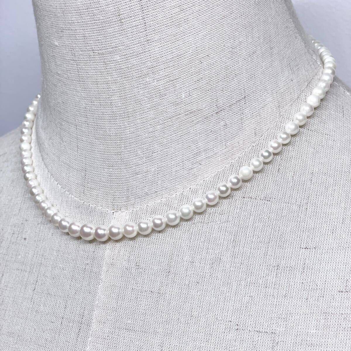 良質!! 美品 アコヤ真珠 ネックレス 4.0-6.4mm アコヤパール 本真珠 ラウンド pearl necklace jewelry silver_画像4