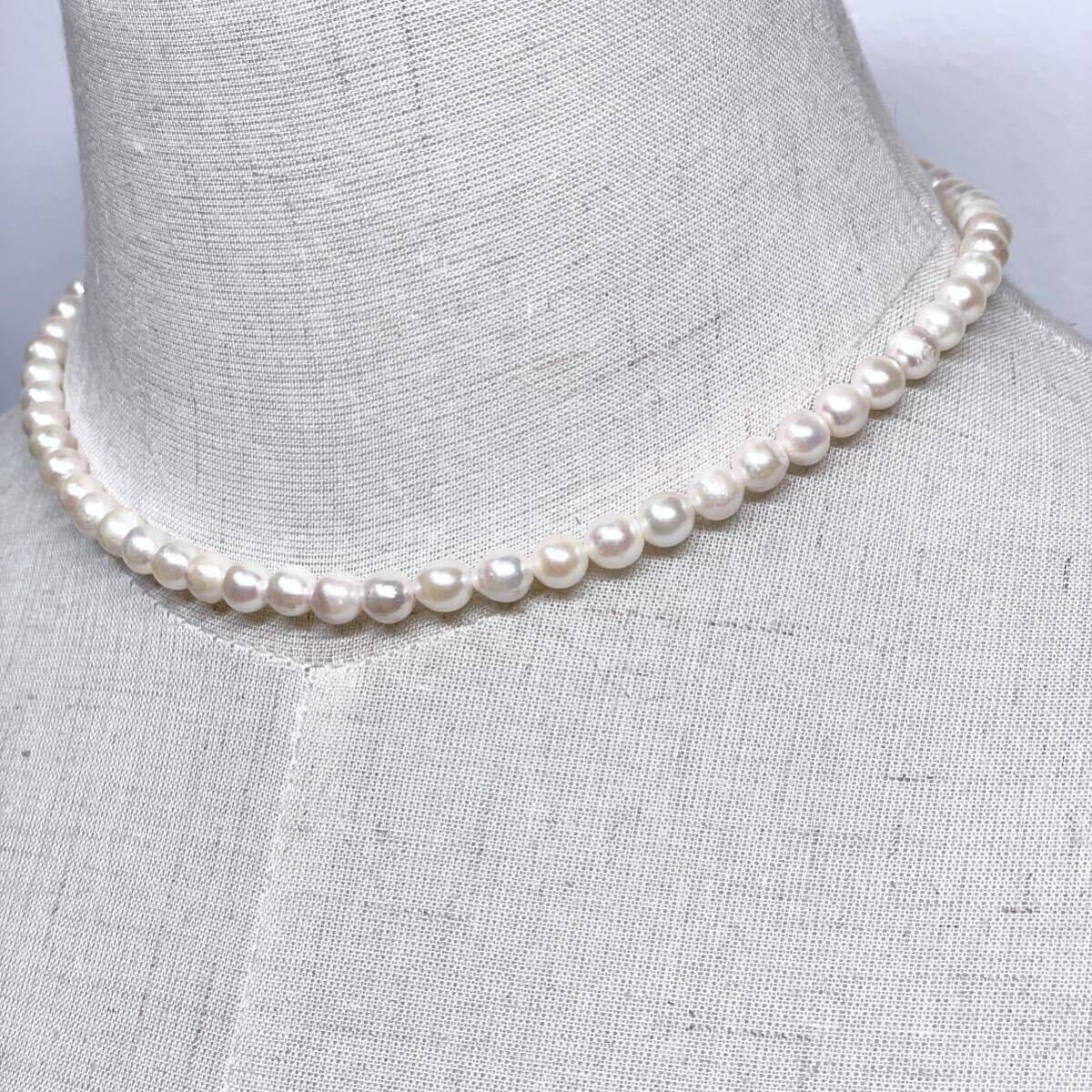 テリ良 本真珠 ネックレス 約40cm 6.0-6.3mm アコヤパール ラウンド pearl necklace jewelry silverの画像2