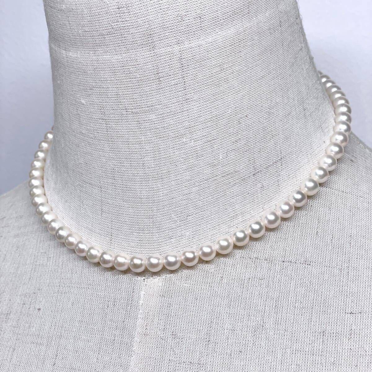 良質!! テリ強 美品 アコヤ真珠 ネックレス 約40cm 6.0-6.4mm アコヤパール 本真珠 ラウンド pearl necklace jewelry silver_画像4