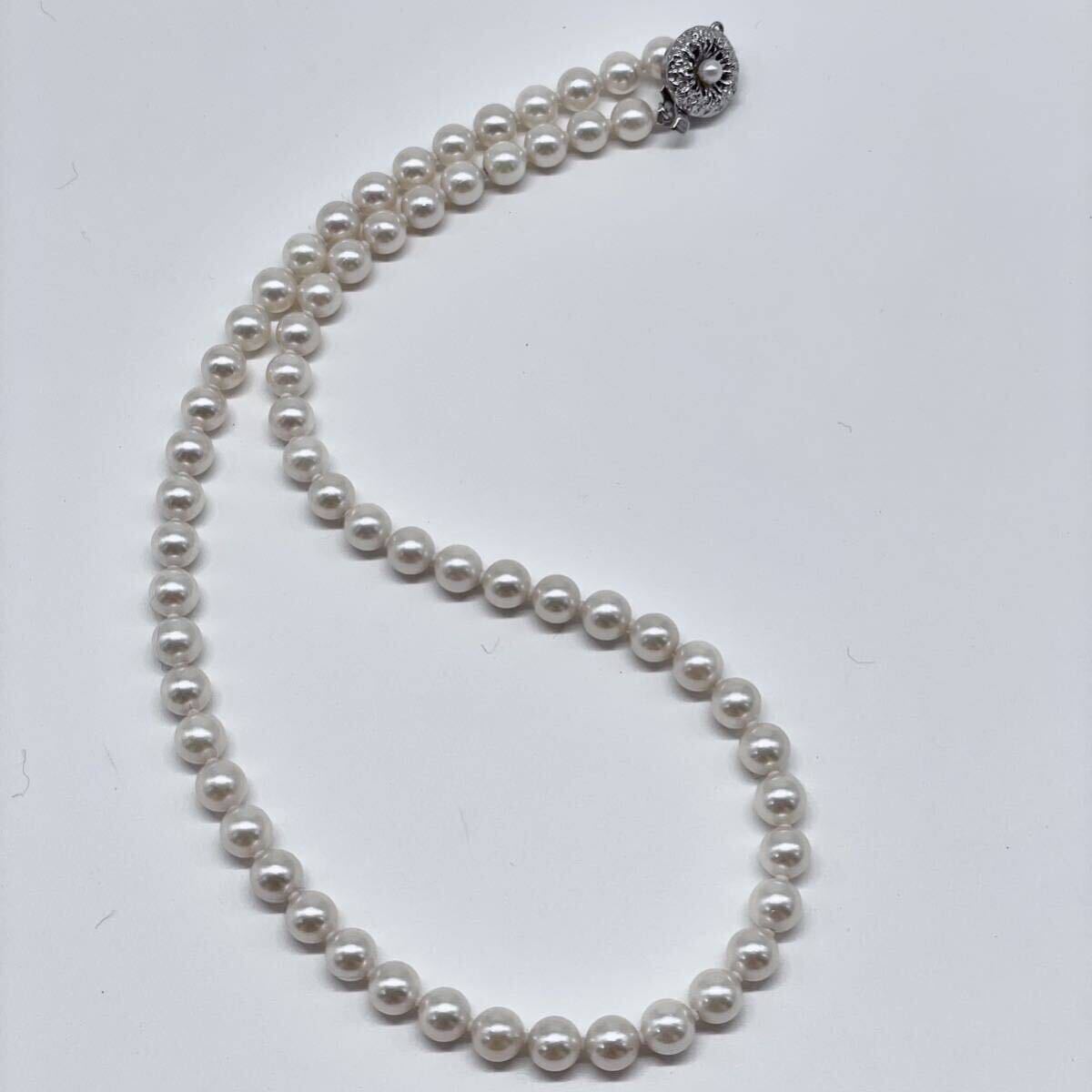 テリ最強!! 極美品 アコヤ真珠 ネックレス 約46cm 6.4-7.0mm アコヤパール ラウンド pearl necklace jewelry silverの画像5